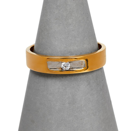 Pre-Owned 18ct Gold CZ Band Ring Size N