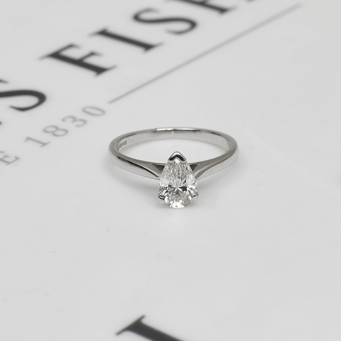 Pre-Owned 18ct White Gold Pear Cut Diamond Ring Size N