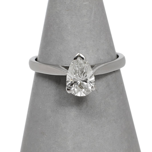 Pre-Owned 18ct White Gold Pear Cut Diamond Ring Size N