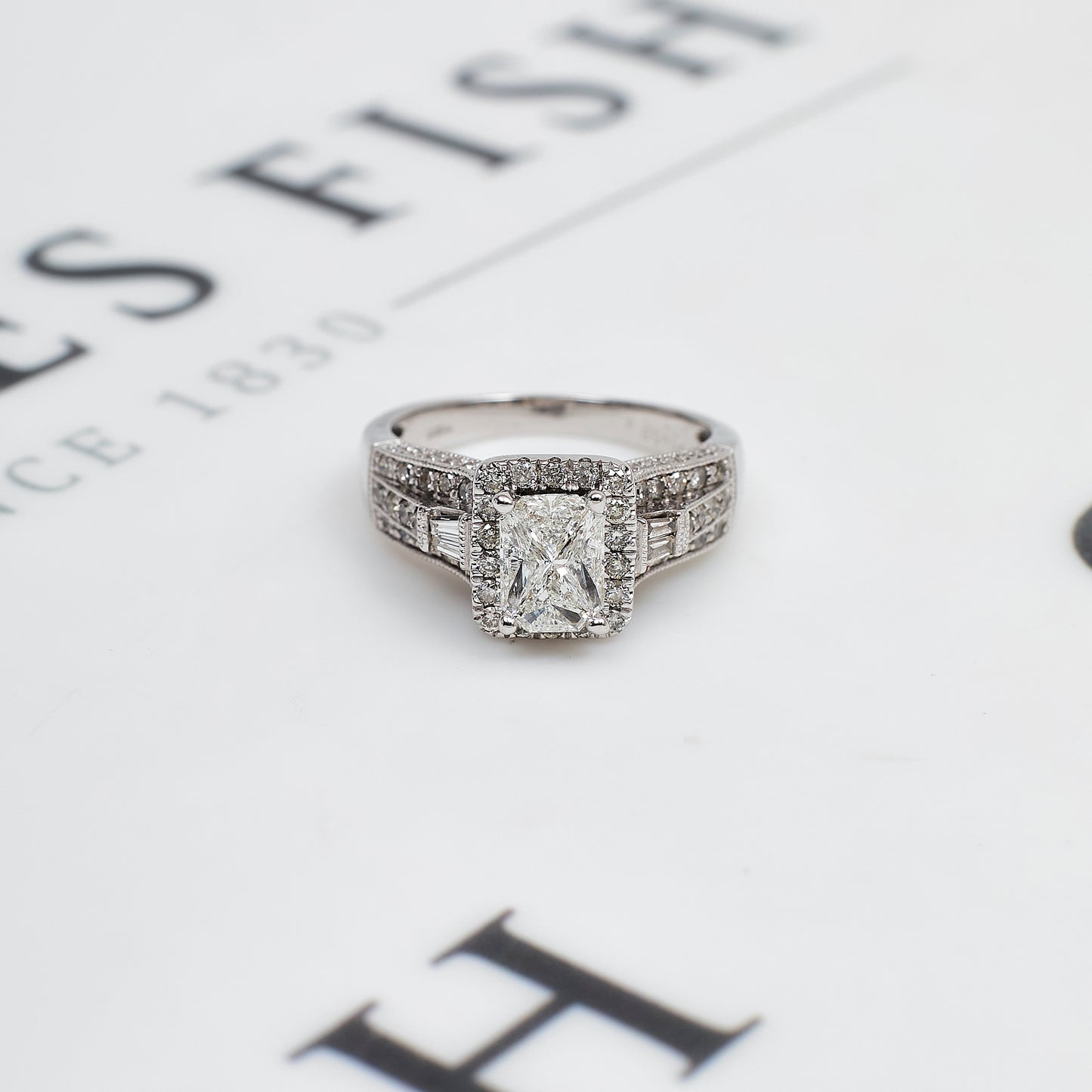 Pre-Owned 14ct White Gold Diamond Cluster Ring Size L