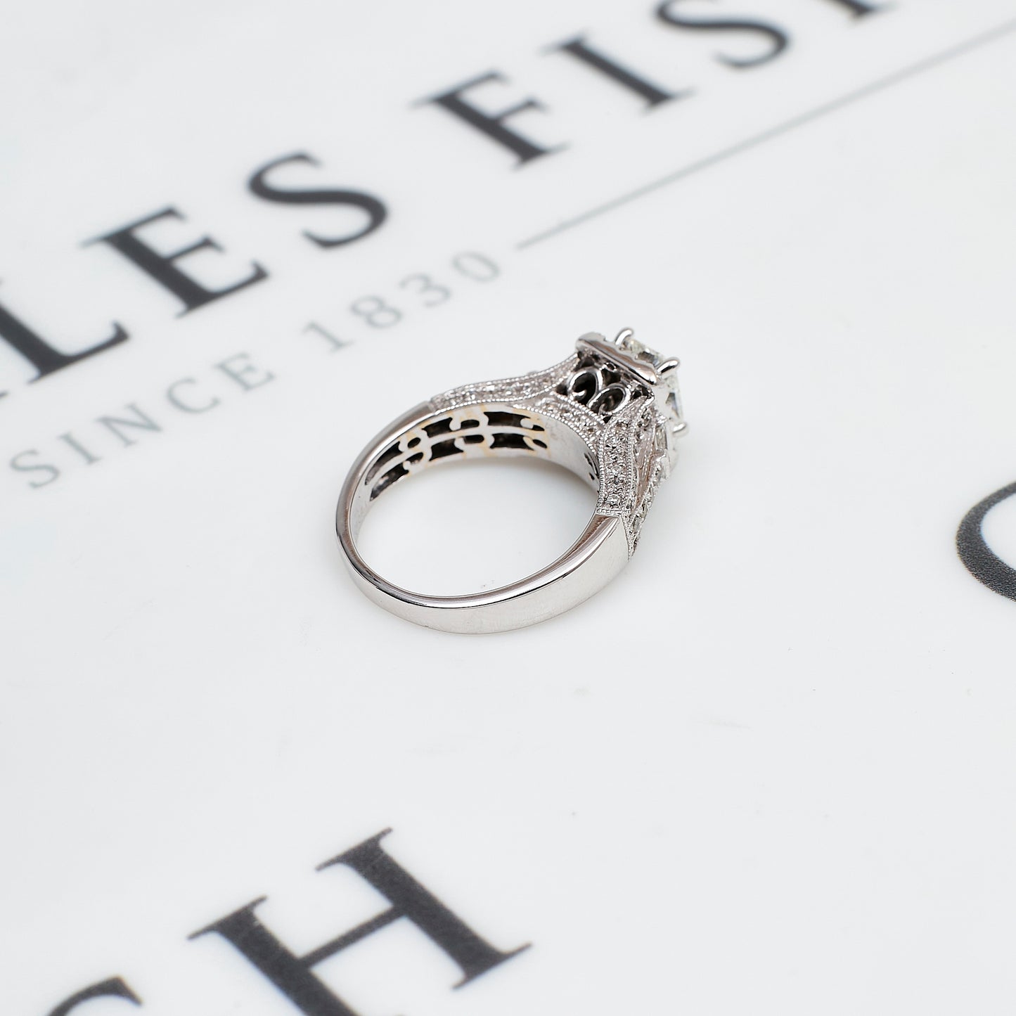 Pre-Owned 14ct White Gold Diamond Cluster Ring Size L