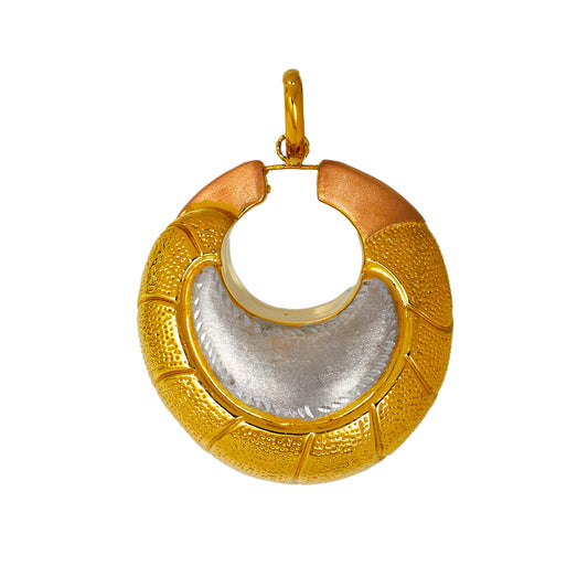 Pre-Owned 18ct Gold Tricolor Abstract Round Pendant