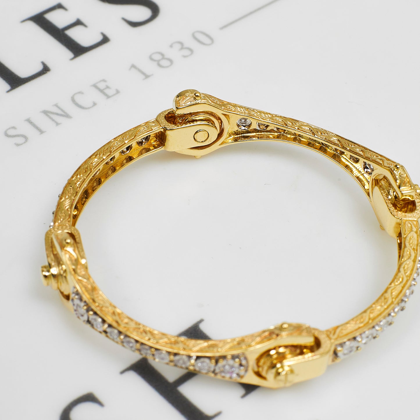 Pre-Owned 9ct Gold Diamond Child&rsquo;s Spanner Design Bangle