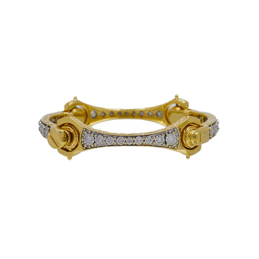 Pre-Owned 9ct Gold Diamond Child&rsquo;s Spanner Design Bangle