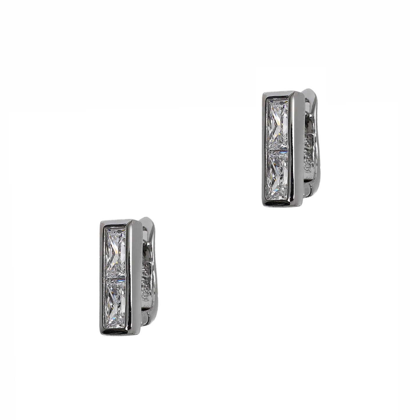 Pre-Owned 14ct White Gold CZ Hinged Earrings