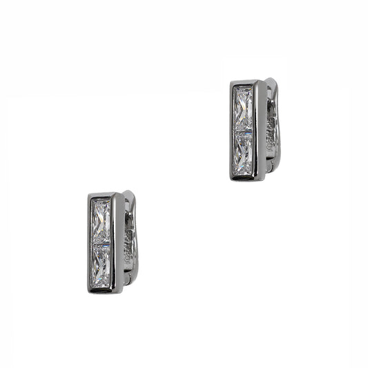 Pre-Owned 14ct White Gold CZ Hinged Earrings