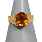 Pre-Owned 9ct Gold Citrine Ring & Textured Shoulders Size N