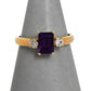 Pre-Owned 9ct Gold Rectangle Amethyst & CZ Ring Size O