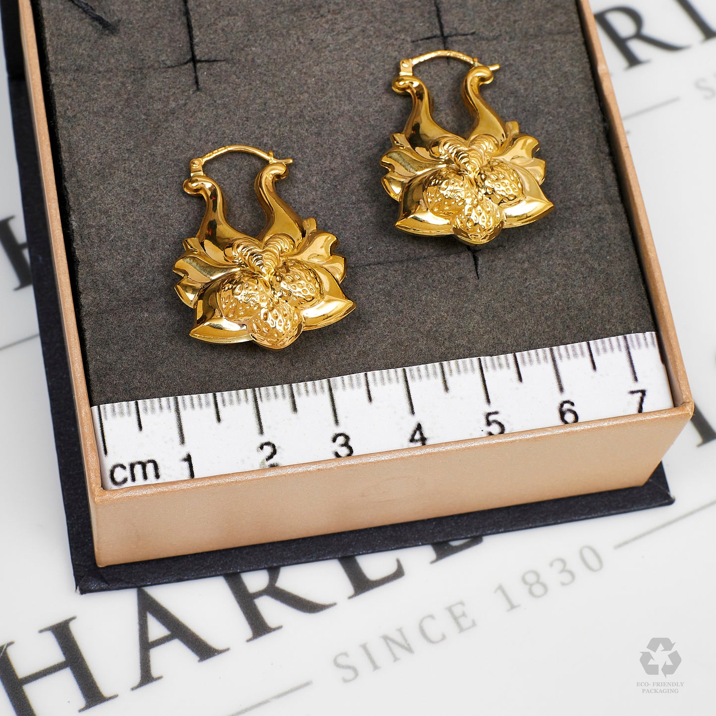 Pre-Owned 9ct Gold Floral Creole Hoop Earrings