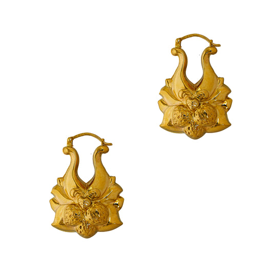 Pre-Owned 9ct Gold Floral Creole Hoop Earrings