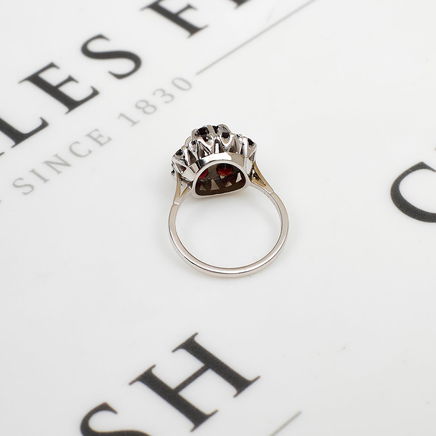 Pre-Owned 18ct White Gold Garnet Cluster Ring
