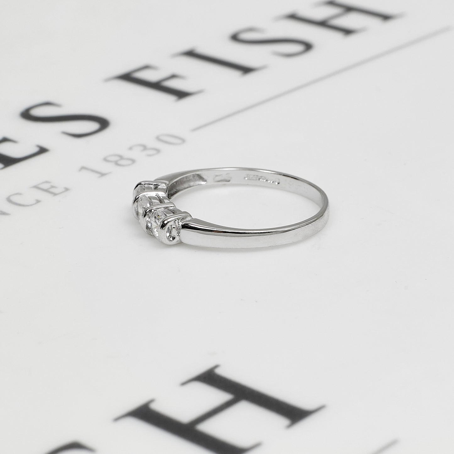 Pre-Owned 9ct White Gold 3 CZ Ring Size P