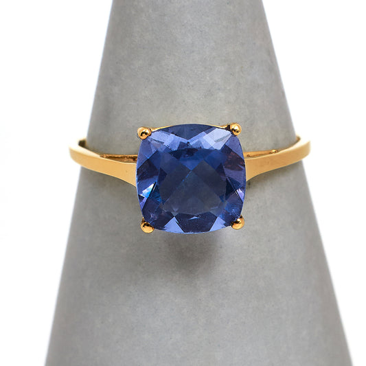 Pre-Owned 9ct Gold Square Fluorite Ring Size T.5