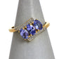 Pre-Owned 9ct Gold Tanzanite & White Zircon Crossover Ring