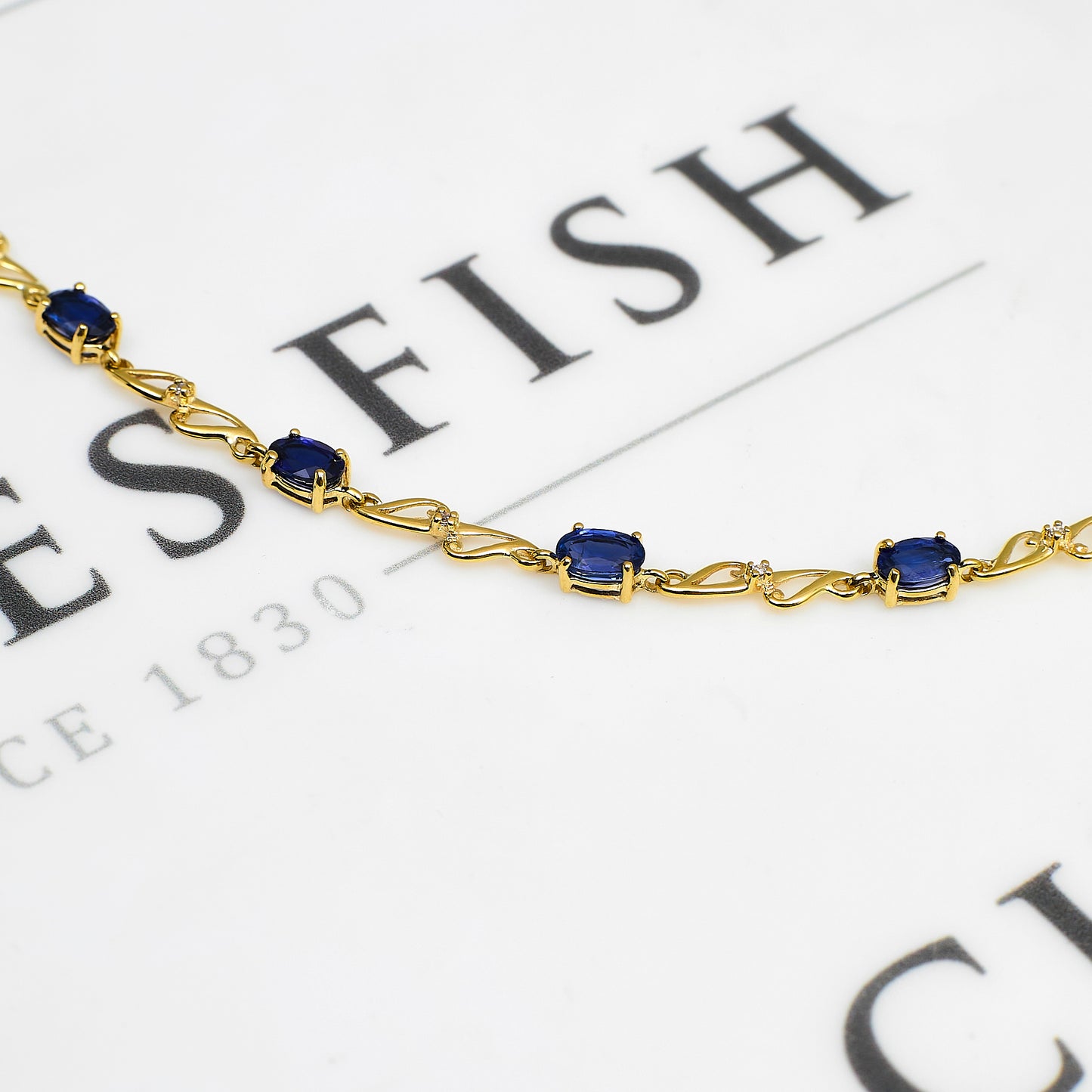 Pre-Owned 9ct Gold Diamond & Kyanite Bracelet 7.5 Inch