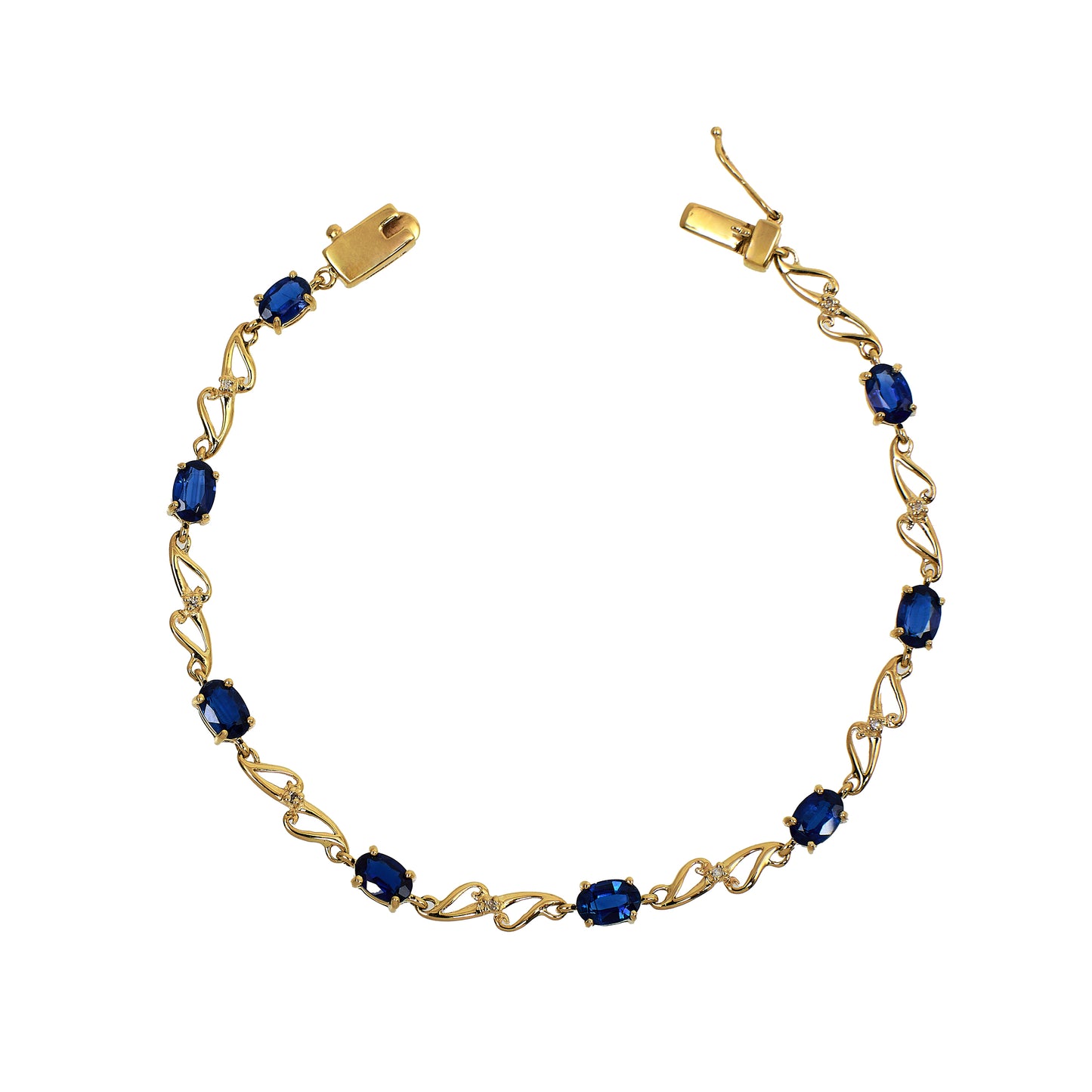 Pre-Owned 9ct Gold Diamond & Kyanite Bracelet 7.5 Inch
