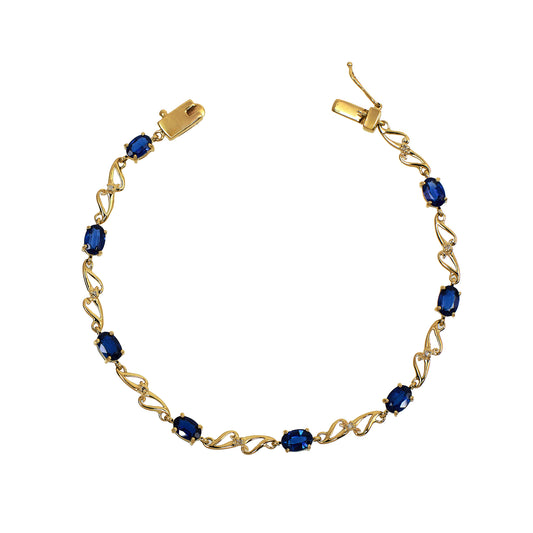 Pre-Owned 9ct Gold Diamond & Kyanite Bracelet 7.5 Inch