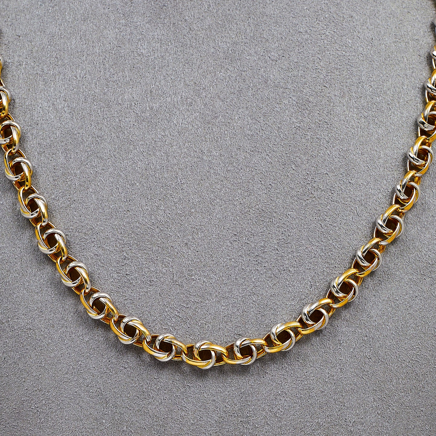 Pre-Owned 14ct Gold 2 Tone Knot Link Necklace 19 Inch