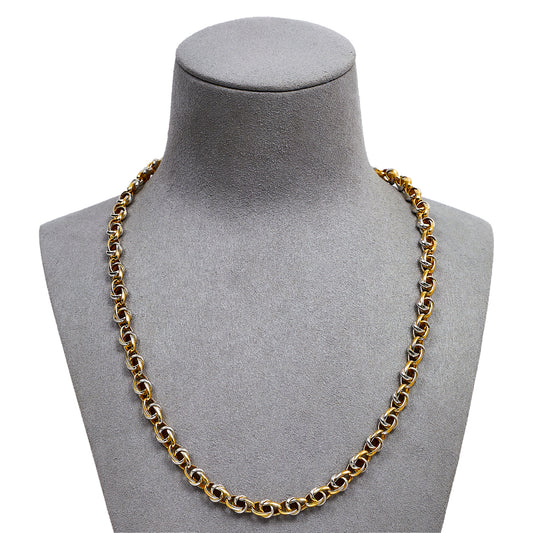 Pre-Owned 14ct Gold 2 Tone Knot Link Necklace 19 Inch