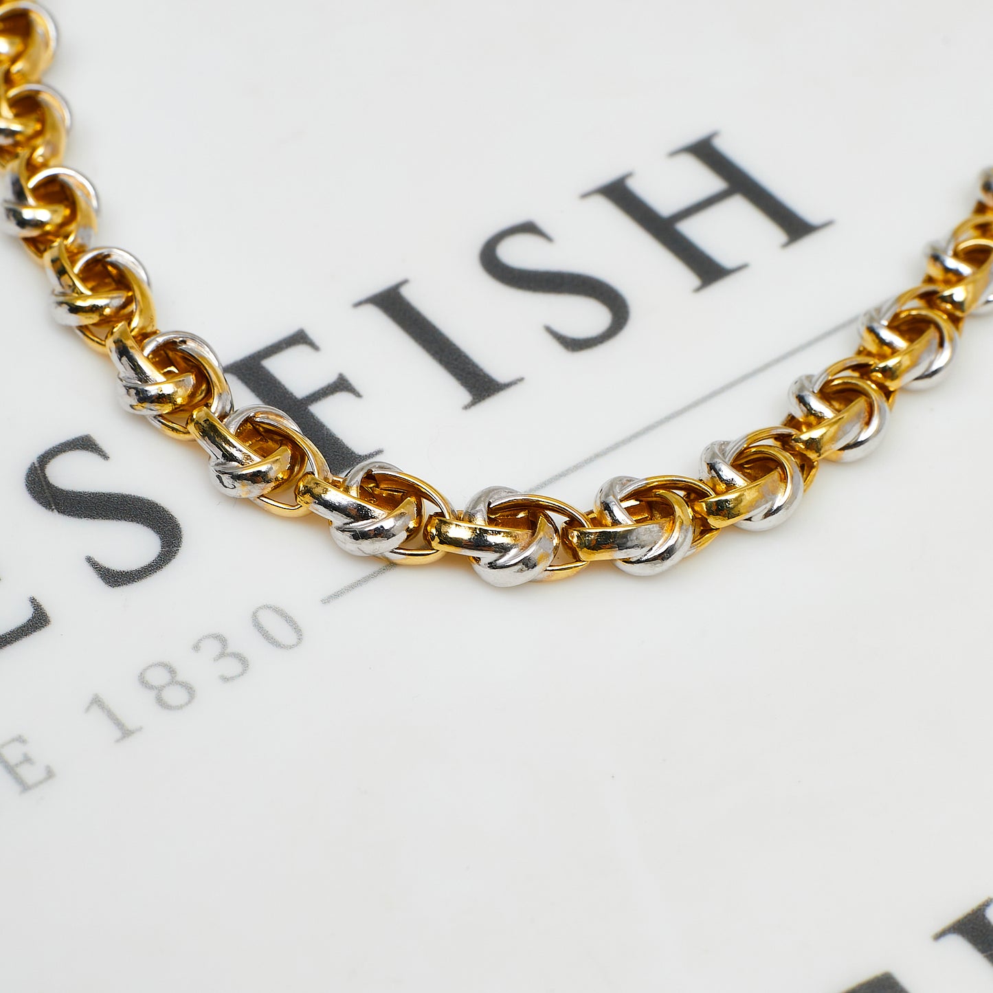 Pre-Owned 14ct Gold 2 Tone Knot Link Bracelet 7.5 Inch