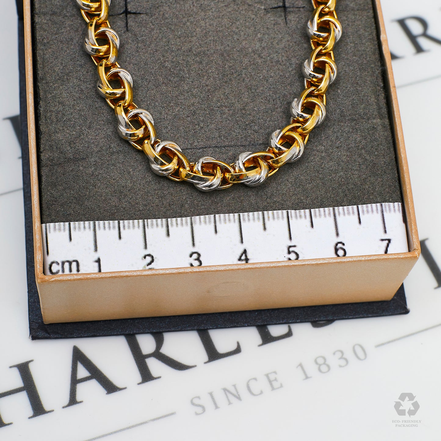 Pre-Owned 14ct Gold 2 Tone Knot Link Bracelet 7.5 Inch