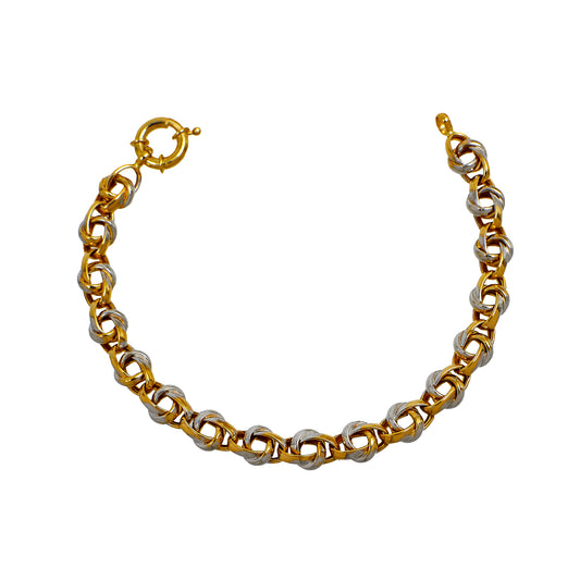 Pre-Owned 14ct Gold 2 Tone Knot Link Bracelet 7.5 Inch