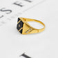 Pre-Owned 9ct Gold Diamond & Square Onyx Signet Ring Size R