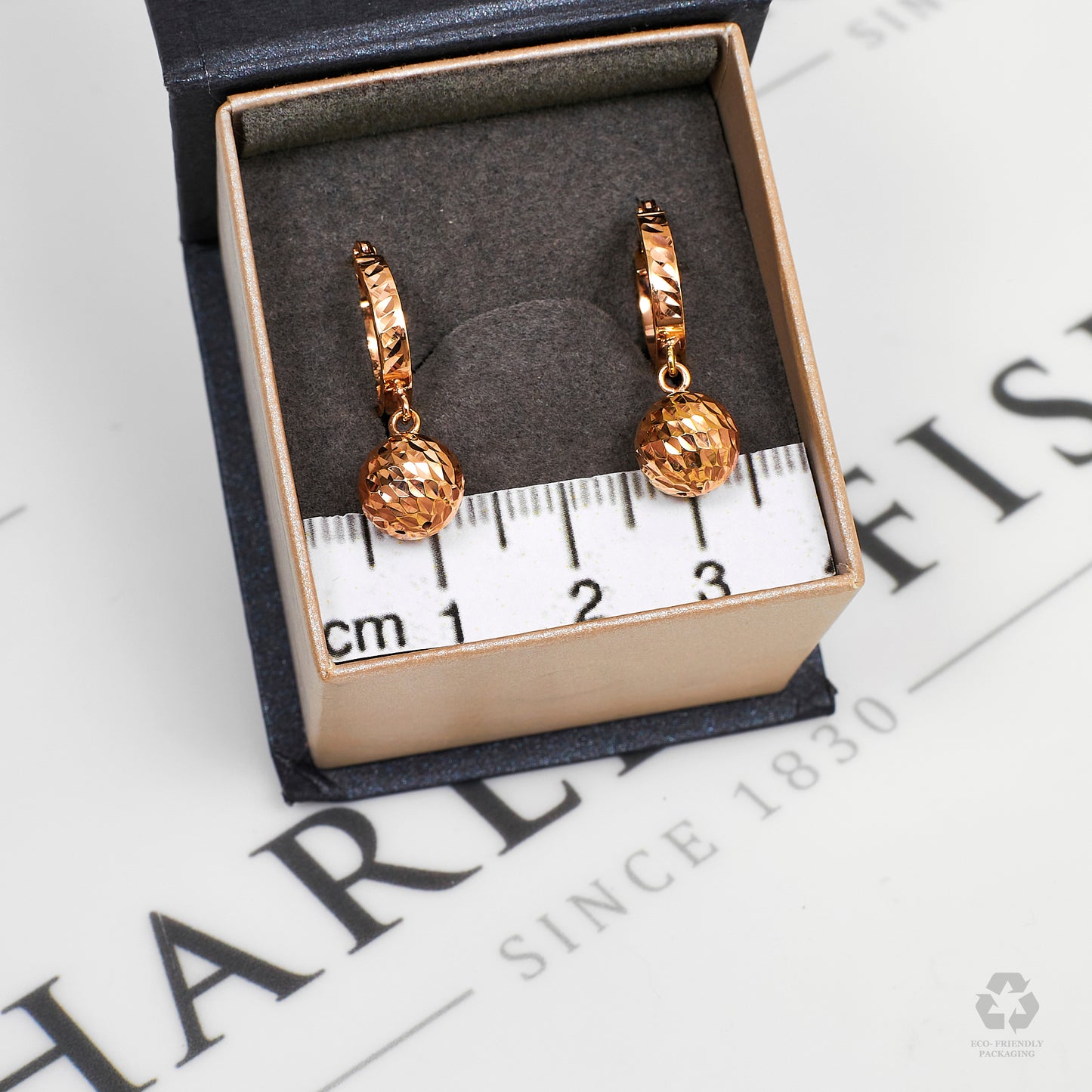 Pre-Owned 14ct Rose Gold Creole Hoop Earrings & Ball Drop