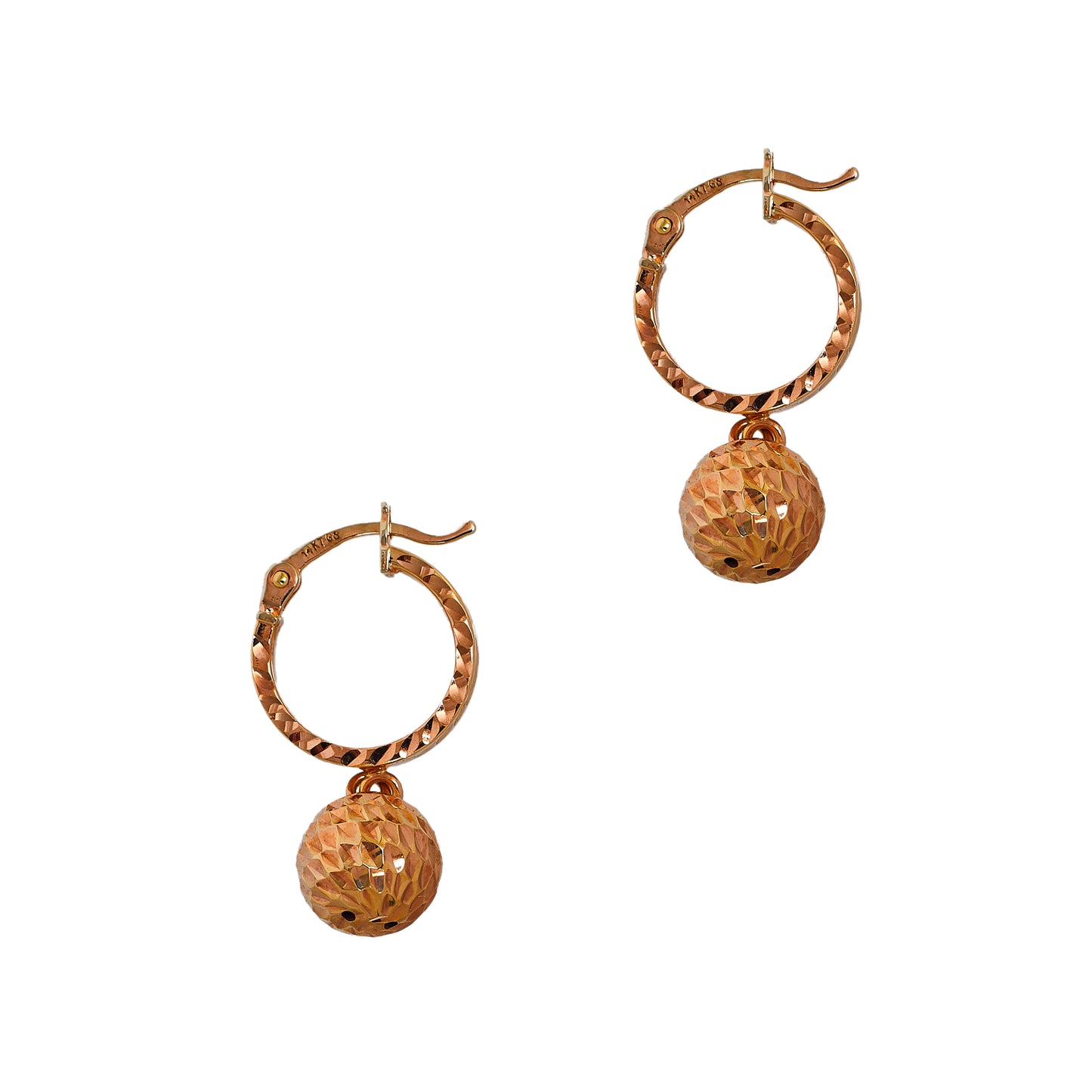 Pre-Owned 14ct Rose Gold Creole Hoop Earrings & Ball Drop