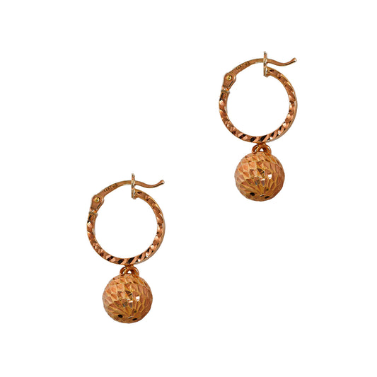 Pre-Owned 14ct Rose Gold Creole Hoop Earrings & Ball Drop