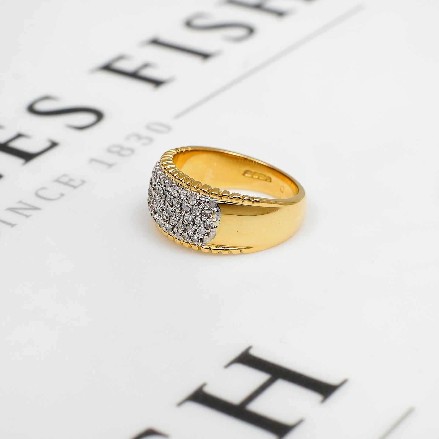 Pre-Owned 18ct Gold 5 Row Diamond Ring Size M.5