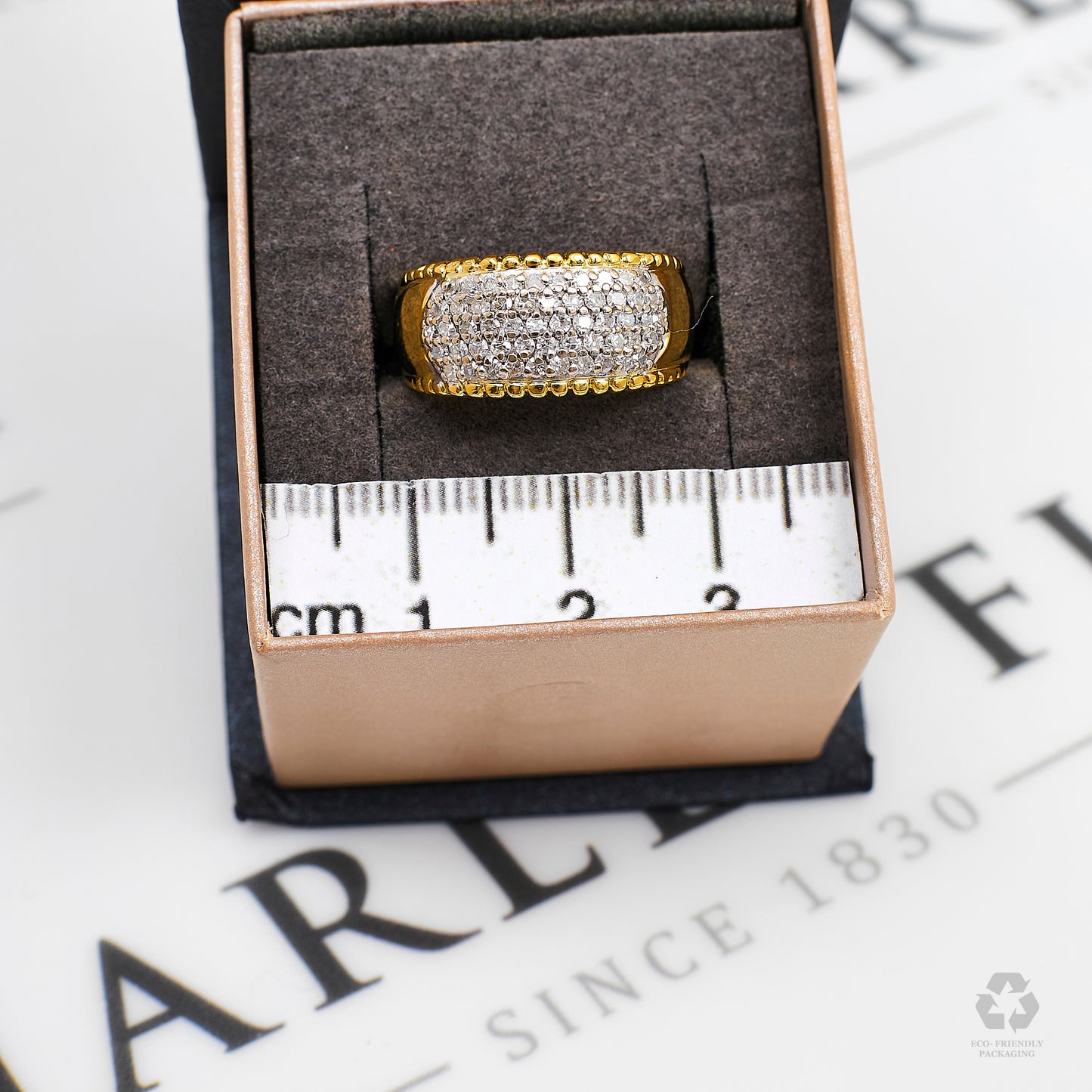 Pre-Owned 18ct Gold 5 Row Diamond Ring Size M.5