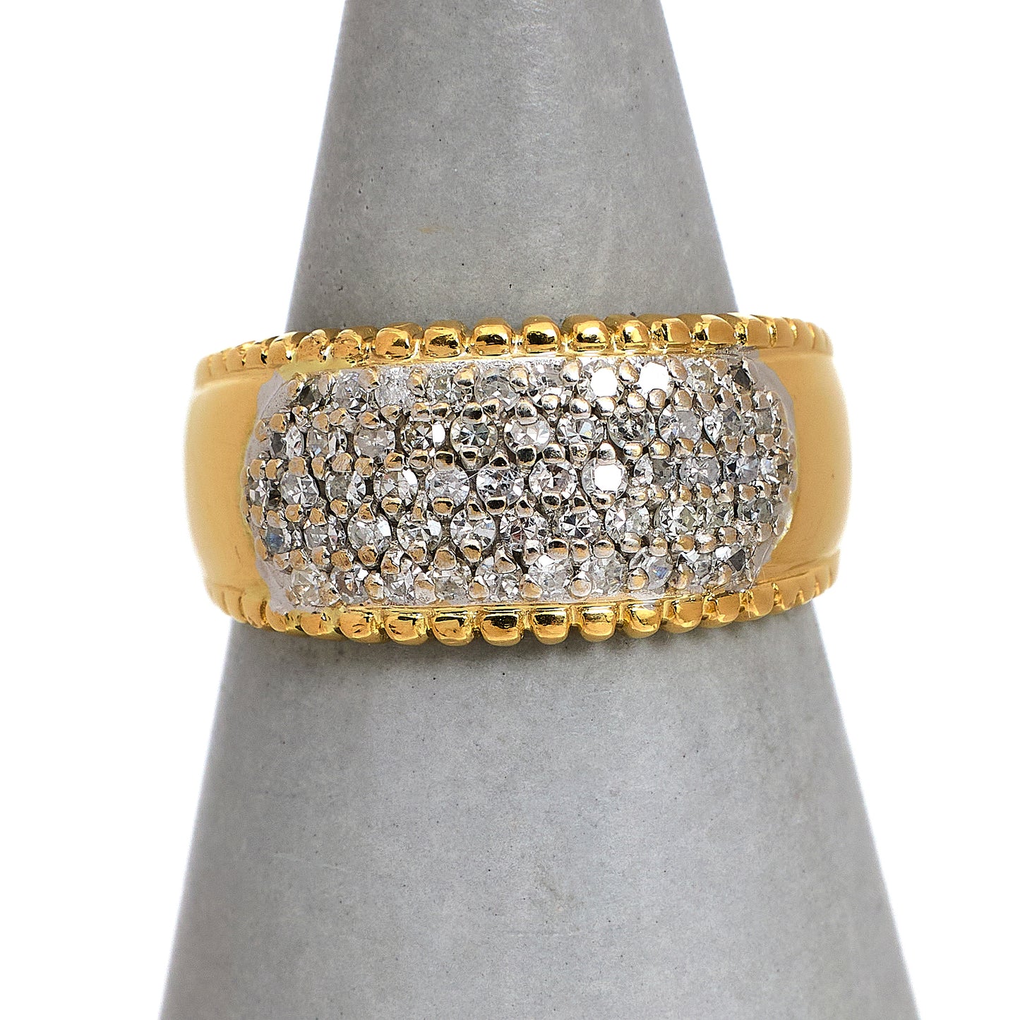 Pre-Owned 18ct Gold 5 Row Diamond Ring Size M.5