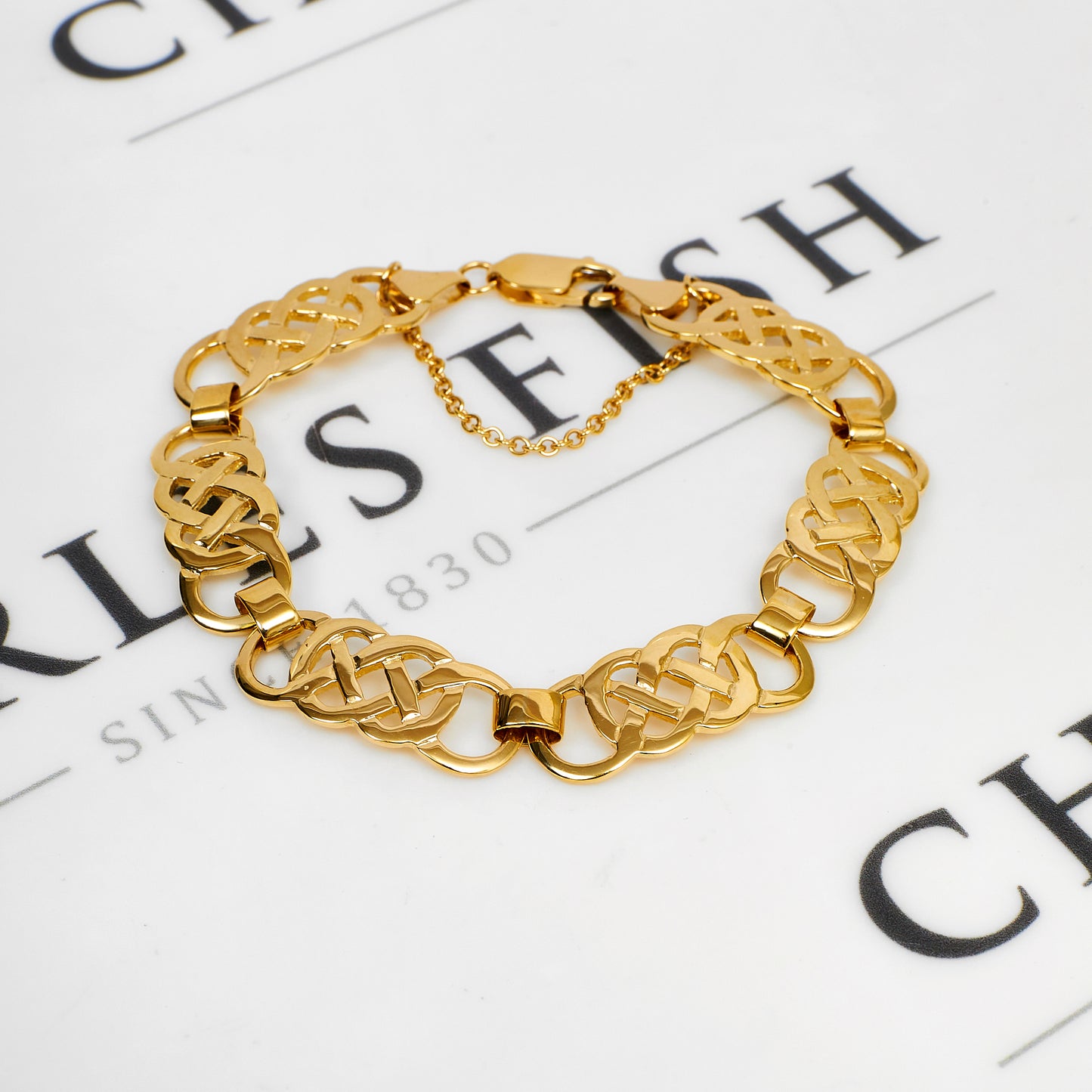 Pre-Owned 9ct Gold Celtic Plait Link Bracelet 7 Inch