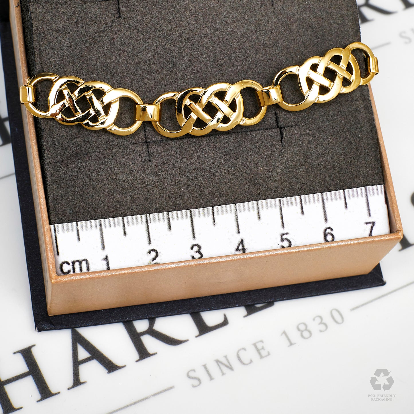 Pre-Owned 9ct Gold Celtic Plait Link Bracelet 7 Inch
