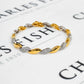 Pre-Owned 14ct Gold 2 Tone Diamond Curved Link Bracelet