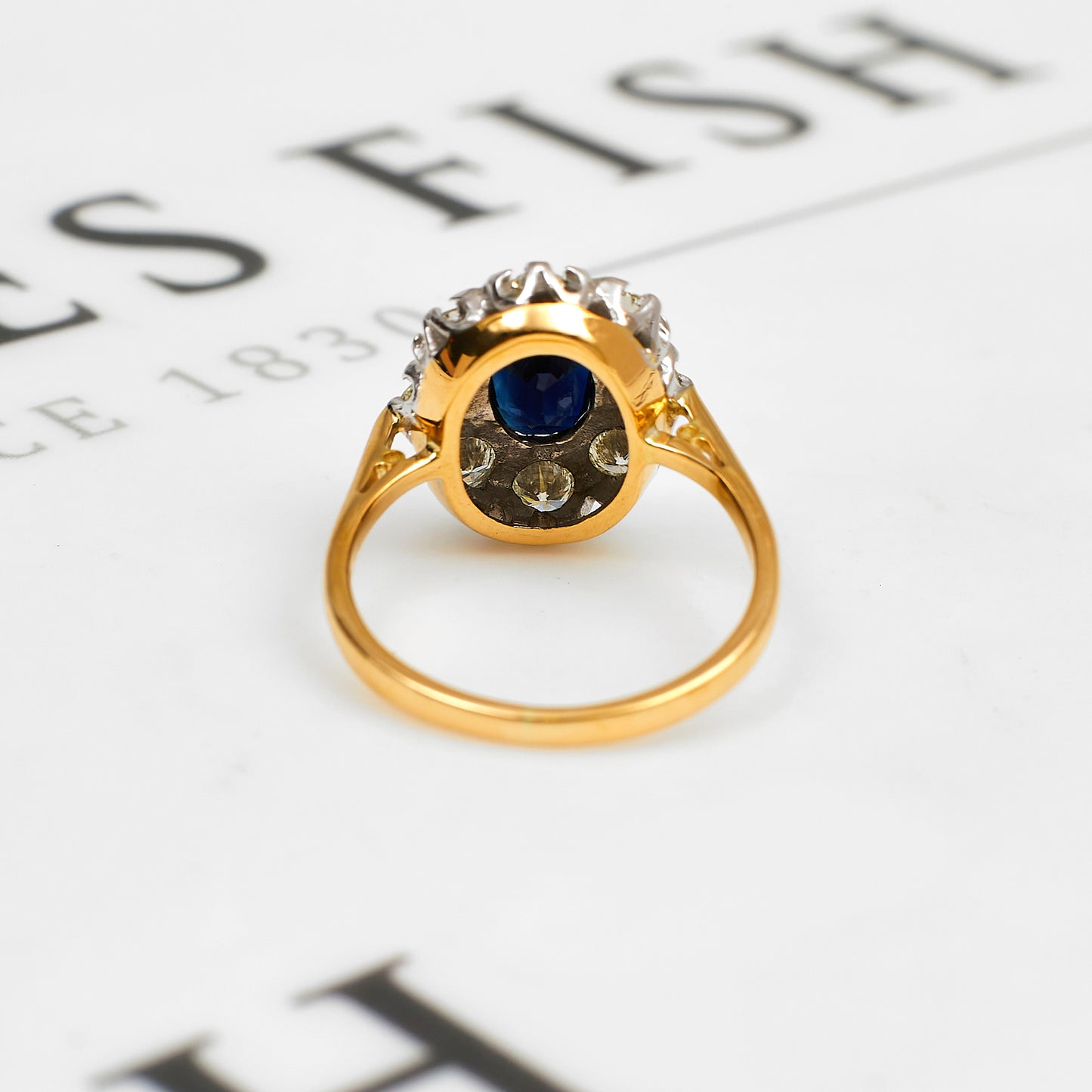 Pre-Owned 14ct Gold Sapphire & Diamond Cluster Ring Size L.5