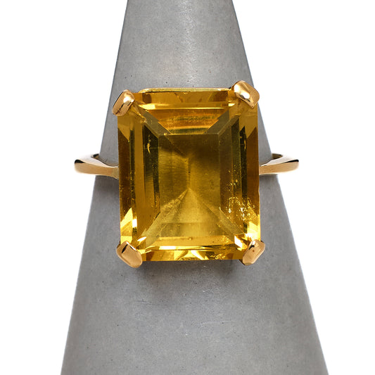 Pre-Owned 9ct Gold Rectangle Citrine Ring Size I.5