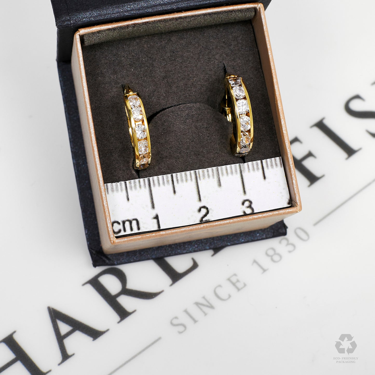 Pre-Owned 9ct Gold CZ Creole Hoop Earrings
