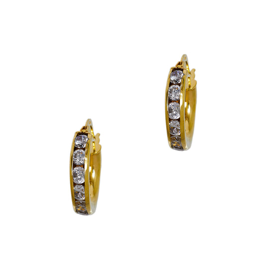 Pre-Owned 9ct Gold CZ Creole Hoop Earrings