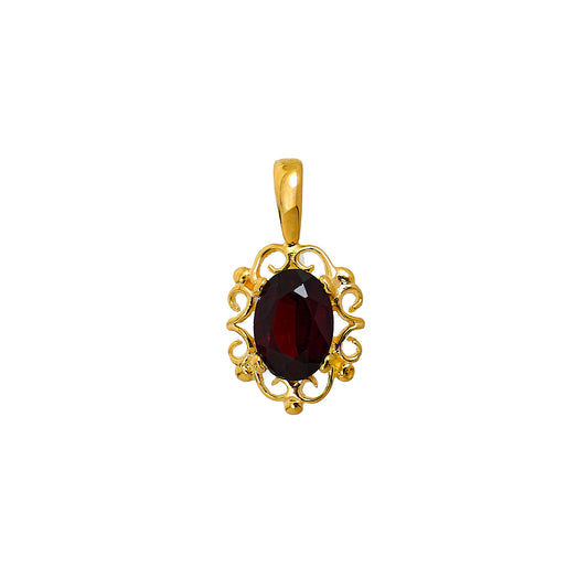 Pre-Owned 9ct Gold Petite Oval Garnet Pendant