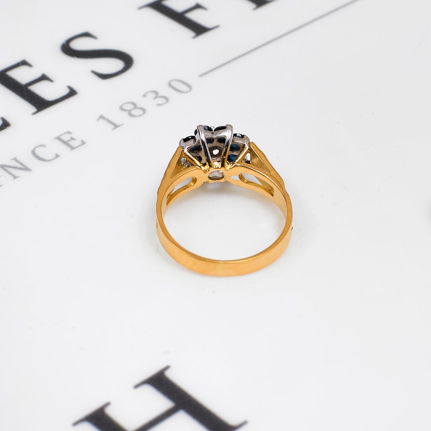 Pre-Owned 18ct Gold Sapphire & Diamond Cluster Ring Size K