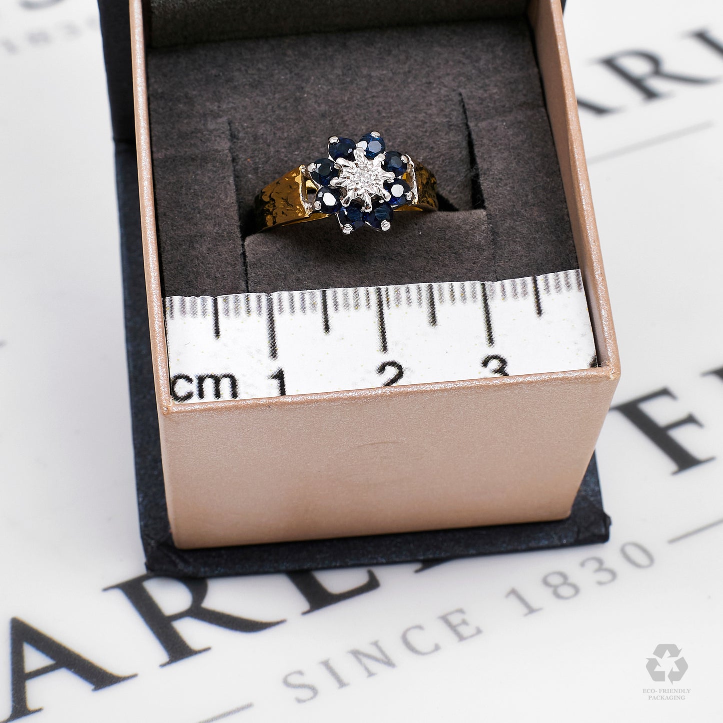 Pre-Owned 18ct Gold Sapphire & Diamond Cluster Ring Size K