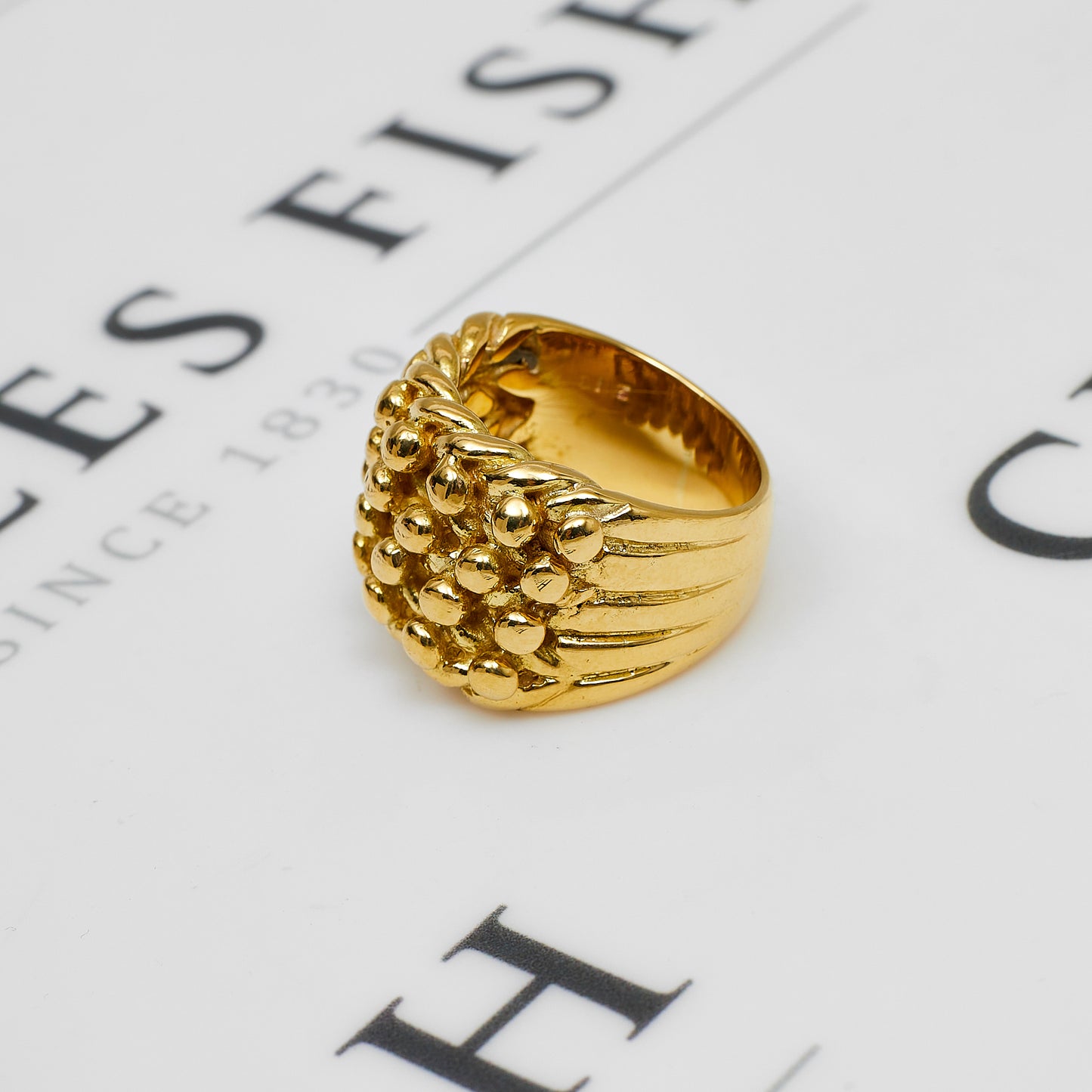 Pre-Owned 18ct Gold 4 Row Shot Ring Size R.5