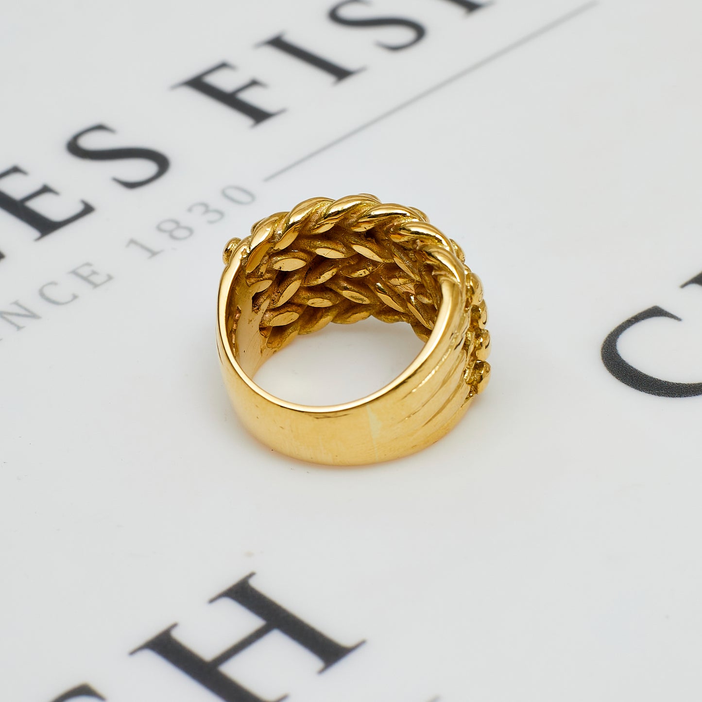 Pre-Owned 18ct Gold 4 Row Shot Ring Size R.5