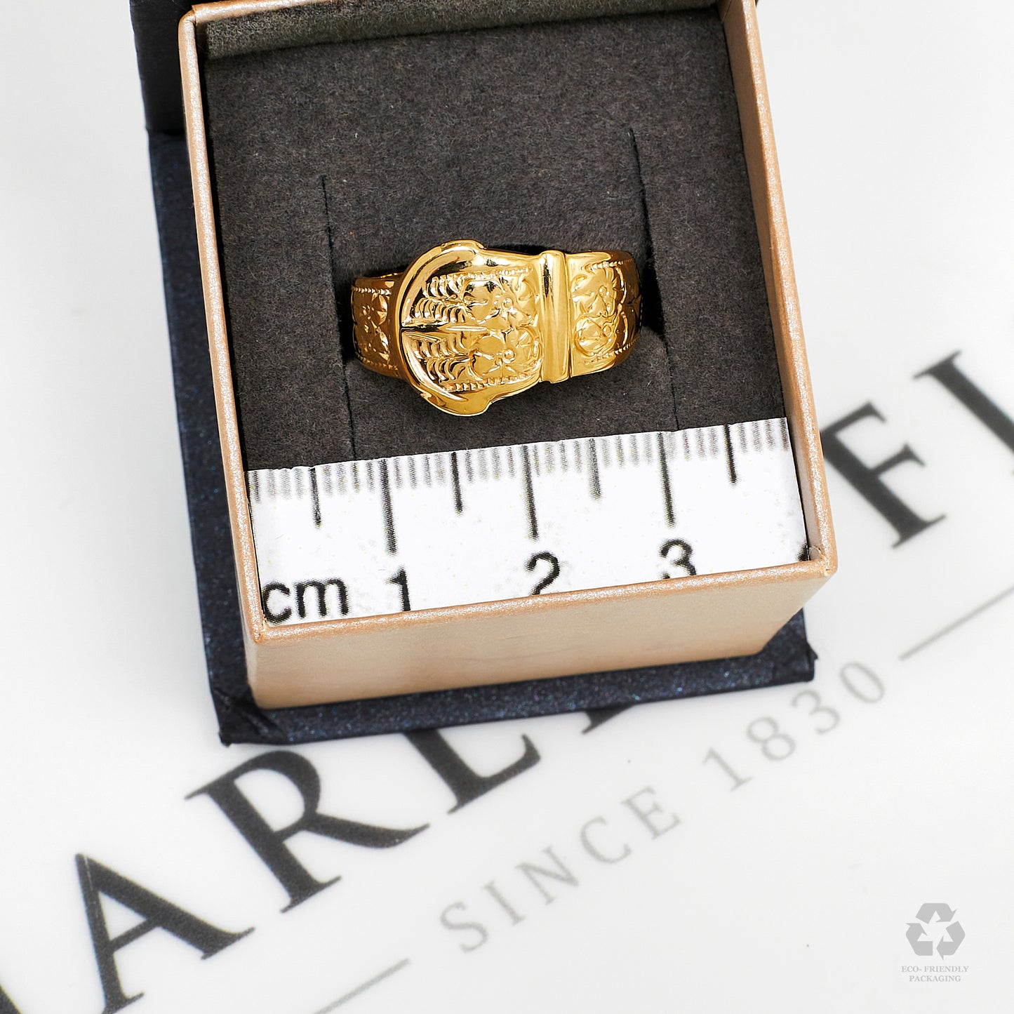 Pre-Owned 9ct Gold Flower Pattern Buckle Ring Size O.5