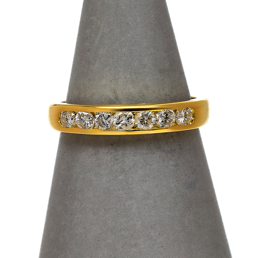 Pre-Owned 18ct Gold 7 Diamond Half Eternity Ring Size O