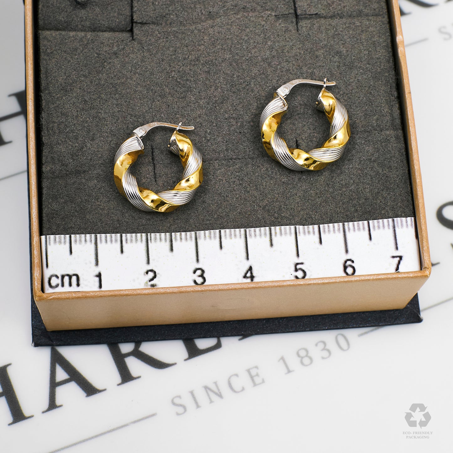 Pre-Owned 9ct Gold 2 Tone Twist Creole Hoop Earrings