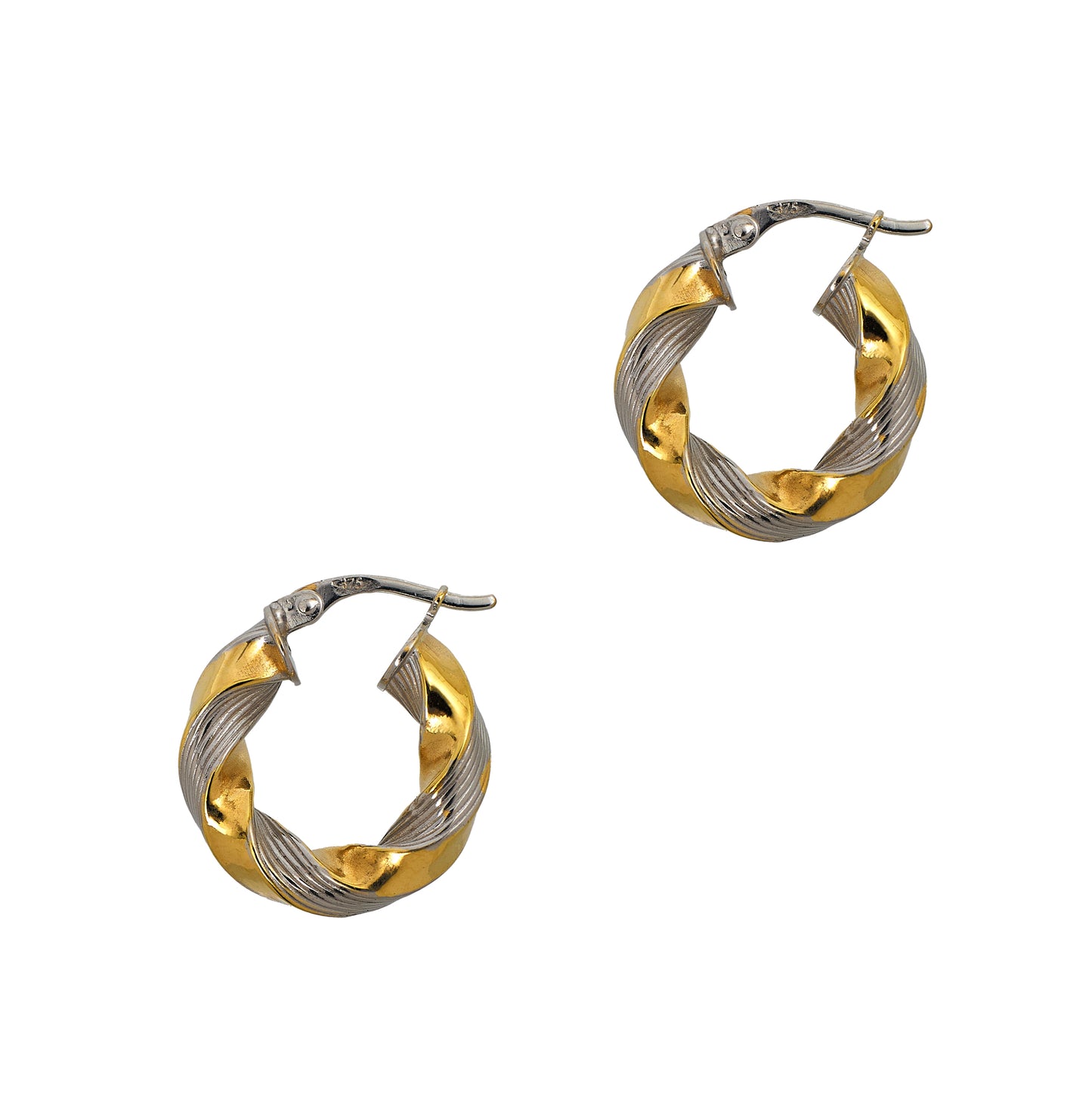 Pre-Owned 9ct Gold 2 Tone Twist Creole Hoop Earrings