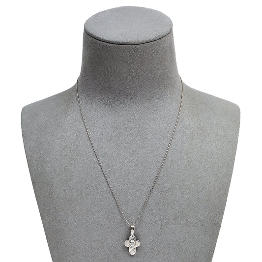 Pre-Owned 18ct White Gold CZ Cross Pendant Necklace